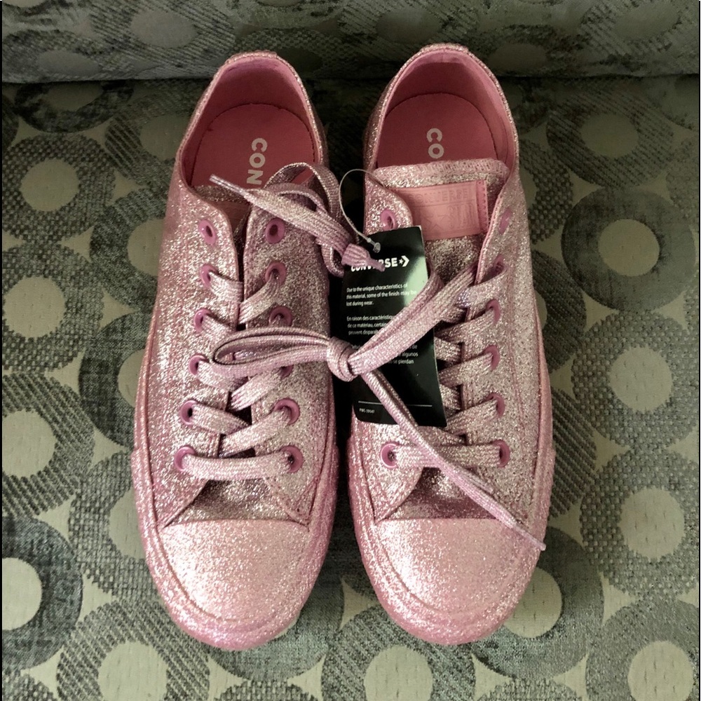 Converse CTAS Lo Glitter Shoes W8 all pink💗💗